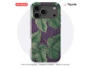 Sage Monstera Plum Etching Phone Case