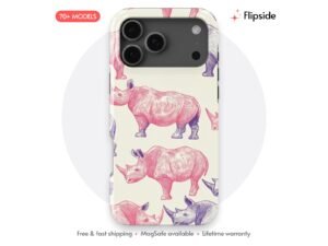 Rose Lilac Sketched Rhino Herd Phone Case
