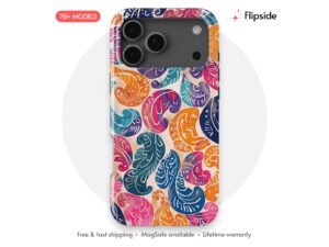 Swirling Batik Paisley Bloom phone case