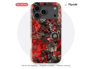 Crimson Grunge Torn Bloom Phone Case