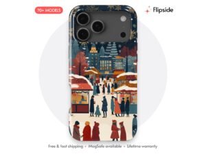 Snowfall Christmas Market Night Phone Case