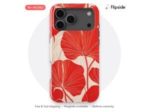 Scarlet Ginkgo Fan Linocut Phone Case