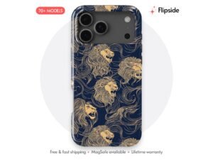 Gold Lion Head Navy Phone Case