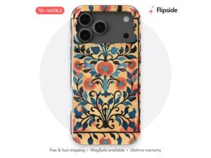 Framed Blue Orange Florals Phone Case