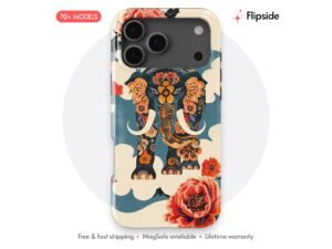 Elephant Floral Ink Art Phone Case
