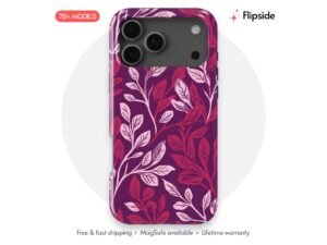 Magenta Leaf Plum Botanical Phone Case