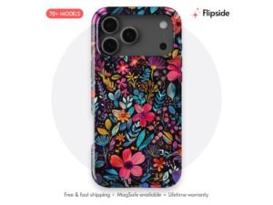 Lush Flowers Black Ground Phone Case