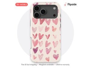 Watercolor Heart Doodle Repeat phone case