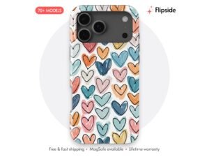 Bright Multicolor Drawn Hearts phone case