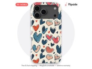 Blue Red Beige Hearts Phone Case