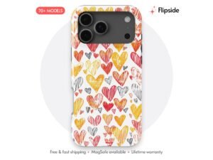 Scribbled Red Orange Hearts Phone Case