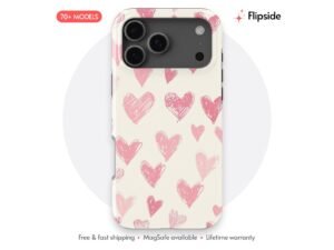 Sketched Red Pink Love Phone Case
