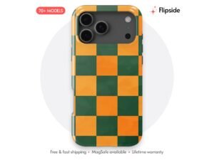 Orange Green Check Grid Phone Case
