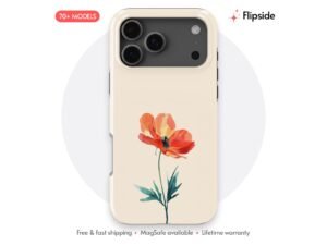 Single Red Poppy Beige Phone Case