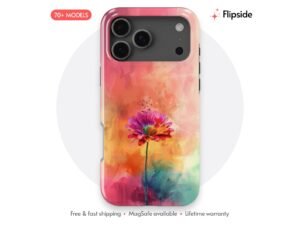 Red Teal Watercolor Bloom Phone Case