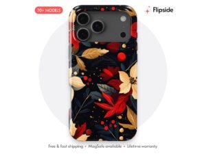 Rich Red Gold Winter Bloom Phone Case