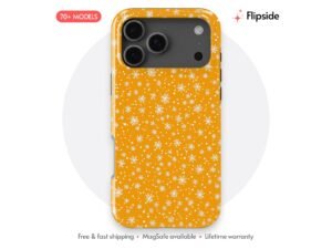 White Snowflake Orange Ground Phone Case