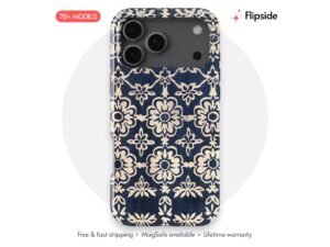 Deep Blue Beige Floral Phone Case