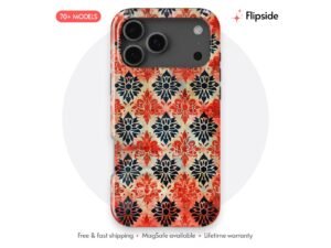Red Blue Screenprint Flowers Phone Case