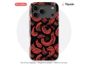 Scarlet Swirl Black Ground Phone Case