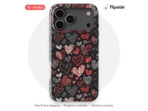 Chalkboard Red Heart Doodle Phone Case