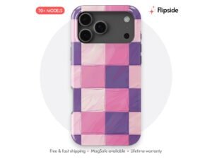 Pink Purple Geometric Check Phone Case