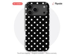 White Polka Dot on Black Phone Case