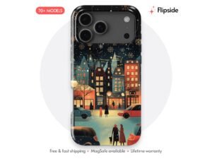 Snowlit City Street Evening Phone Case