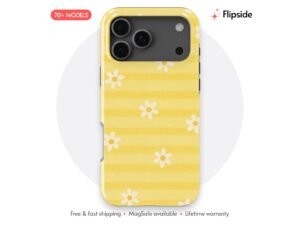 Yellow Daisy Stripes Phone Case